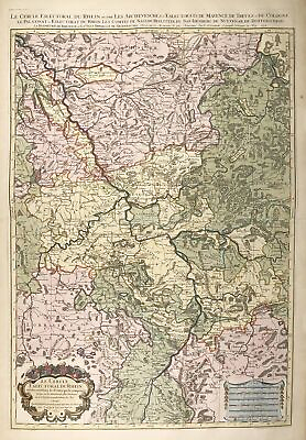 #ad Rhine Rhineland Palatinate Worms Heidelberg Mainz Card Map Jaillot#x27;s Sanson 1692 $304.36