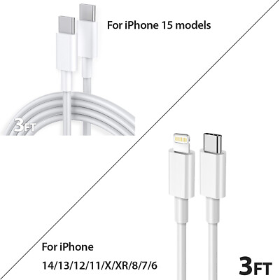 #ad OEM Original Genuine Apple iPhone 15 14 13 Charger Cable 3f6ft 20W Power Adapter $3.99