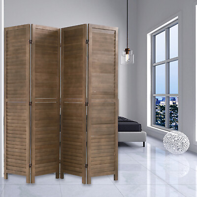 #ad 3 4 6 Panels Room Divider Wood Privacy Screen Portable Wall Partition Screen $93.24