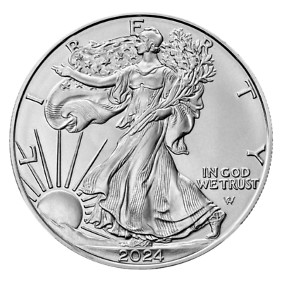 #ad 2024 1 oz American Silver Eagle Coin $1 BU $38.72