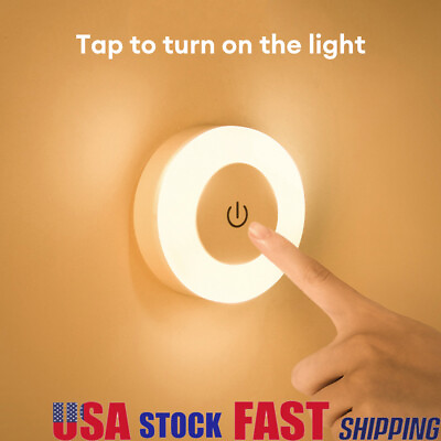#ad US LED Touch Sensor Night Lights USB Rechargeable Magnetic Base Wall Lights $10.55