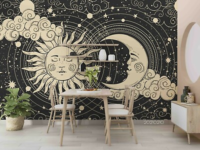 #ad 3D Moon Sun God Wallpaper Wall Mural Removable Self adhesive 141 AU $349.99