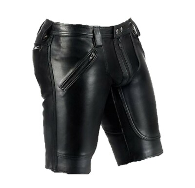 #ad Mens Genuine Sheep Leather SHORT New Stylish Bikers Party Shorts Summer Shorts $87.30