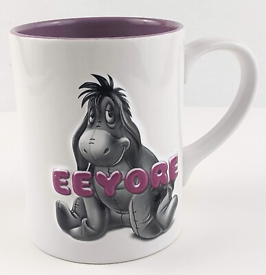 #ad Disney Eeyore Mug Purple amp; White 3D Embossed Design Winne The Pooh $15.95
