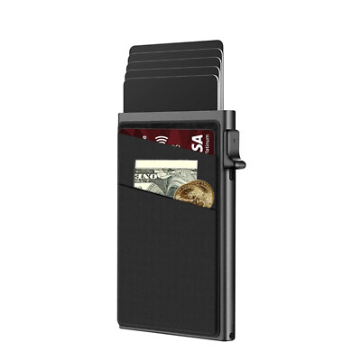 #ad Men#x27;s Minimalist Slim RFID Blocking Wallet Pop Up Card Holder Wallet for Men $11.92