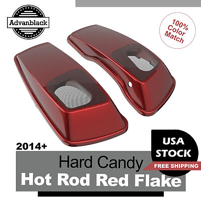 #ad Hard Candy Hot Rod Red Flake 6x9quot; Saddlebag Speaker Lids Audio Cover Fits Harley $419.00