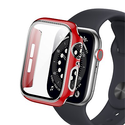 #ad Worryfree Gadgets Bumper Case with Screen Protector for Apple Watch Red Silver $22.20