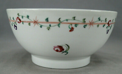 #ad New Hall Pattern 186 Hand Painted Rose amp; Floral Waste Slop Bowl Circa 1783 1793 $125.00