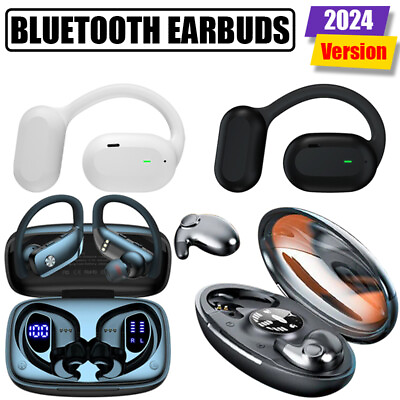 #ad 2024 Bluetooth Earbuds TWS 5.3 Wireless headphones Ear hook Earphone Waterproof $13.49