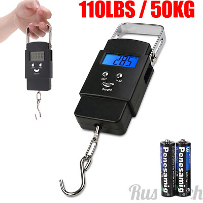 #ad Portable Travel LCD Digital Hanging Luggage Scale Electronic Weight 110lb 50kg $8.37