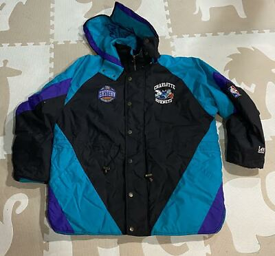 #ad Charlotte Hornets Vintage NBA Basketball Zip Up RARE Coat Parka Jacket Mens XL $124.00