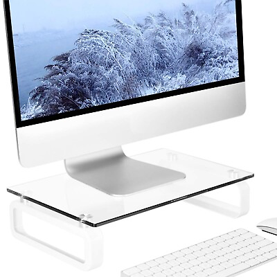 #ad Hemudu Clear Computer Monitor Stand Riser Multi Media Desktop Stand for Flat ... $27.91