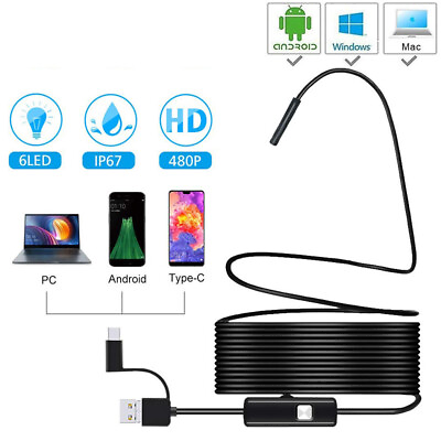 #ad 3in1 Endoscope 6 LED Borescope Inspection Camera Scope For Android Cell Phone PC $11.99