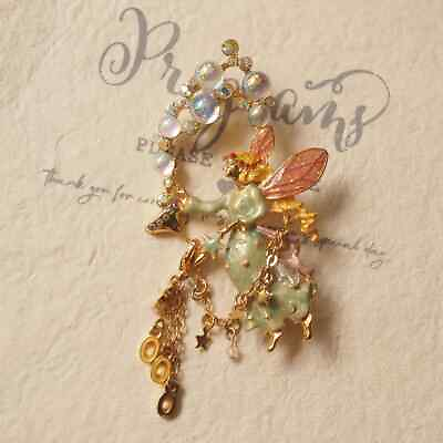 #ad Beautiful Fairy Angel Brooch Enamel Craft Handmade Vintage Tassel Fringed Pins $7.19