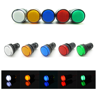 #ad LED Indicator Signal Light Red Green Blue Yellow White 22mm DC12V 24V 110V 220V $4.99
