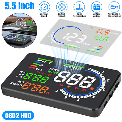 #ad OBD II Car HUD Head Up Display 5.5#x27;#x27; Dash Screen Digital Speedometer Projector $36.98