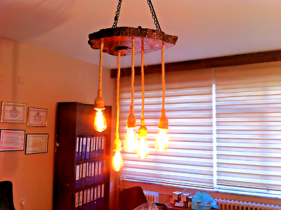 #ad Natural Olive Wooden Chandelier Rustic Pendant Light Farmhouse Light Fixture $435.00