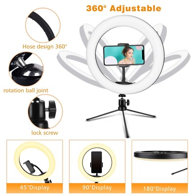 #ad 10 inch Selfie LED Ring Light with Tripod Stand for Phone Live Makeup US $15.99