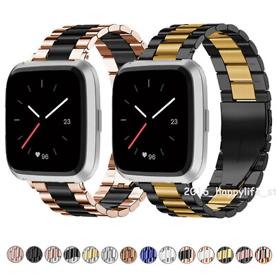 #ad US Metal Strap Stainless Steel Watch Band Wrist Strap For Fitbit Versa 2 Lite $4.99