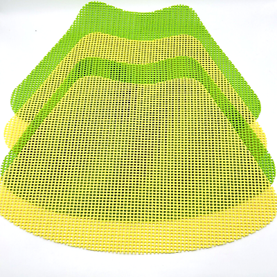 #ad Set of 4 Rubber Mesh Fishnet Wedge Shaped Placemats Lemon Yellow Lime Green $7.95