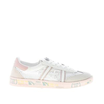 #ad PREMIATA women shoes White perforated fabric BONNIED 6270 sneaker with pink $221.00