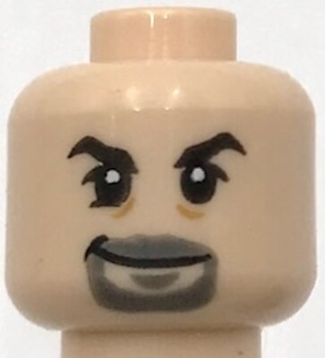 #ad Lego New Light Nougat Minifigure Head Dual Sided Goatee Smile Angry Pattern Part $1.99