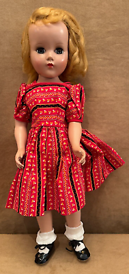 #ad Vintage 17quot; Doll Toni red dress strawberry blonde hair sleepy eyes mid century $72.50