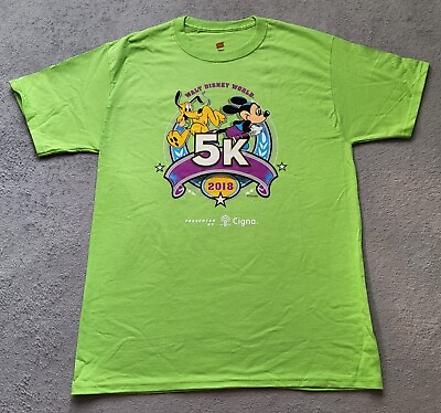 #ad RunDisney Hanes Mickey 5K Race 2018 Mens T Shirt Medium Green Graphic WDW EUC $18.99