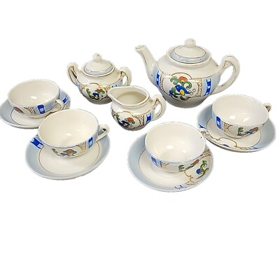 #ad Vintage Childs 11 Piece China Tea Set Cups Saucers Tea Pot Sugar amp; Creamer Japan $22.50
