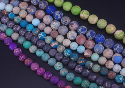 #ad Matte Natural Sea Sediment Jasper Gemstone Round Ball Beads 6mm 8mm 10mm 15.5quot; $4.98