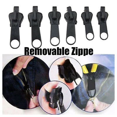 #ad 6Pcs Fix A Zipper Zip Slider Rescue Instant Repair Kit Replacement Black $3.19