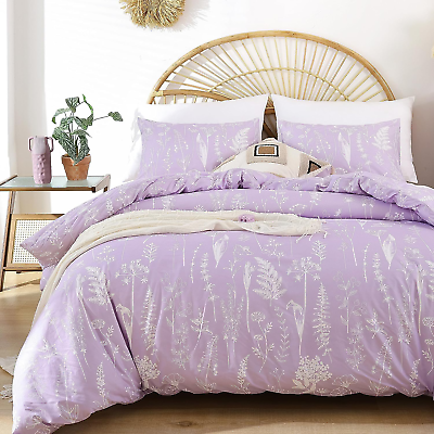 #ad Purple Duvet Cover Queen Floral Duvet Cover Botanical Boho Bedding Microfiber So $51.66