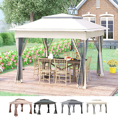 #ad 11#x27; x 11#x27; Outdoor 2 Tier Pop Up Gazebo Portable Party Tent w Netting $127.09