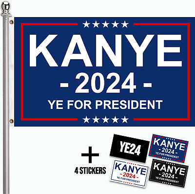 #ad Kanye 2024 Flag Stickers Tapestry for Dorm Bedroom 3x5#x27; Vote for Kanye Flag $13.99