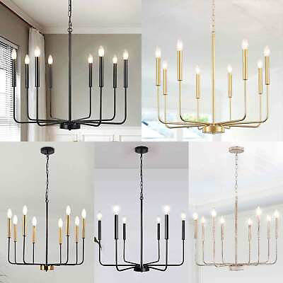#ad Dining Room Chandelier 8 Light Pendant Lighting Candle Lamp Fixture Gold Black $62.99