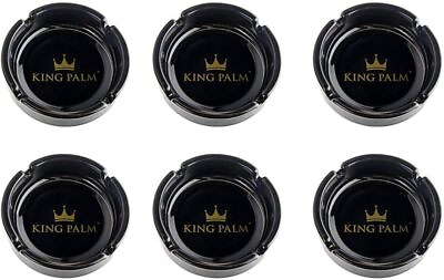 #ad King Palm Round Glass Ashtray Black Glass Cigarette Ashtray 6 Pack Display $29.99