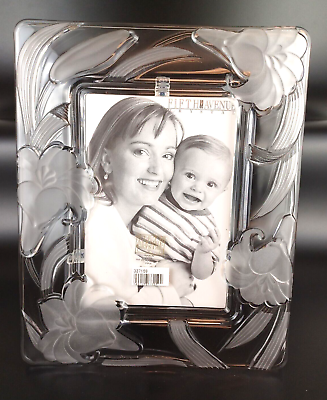 #ad Crystal 5x7 Picture Photo Frame Etched Flowers Sterling Star wedding shower gift $29.99