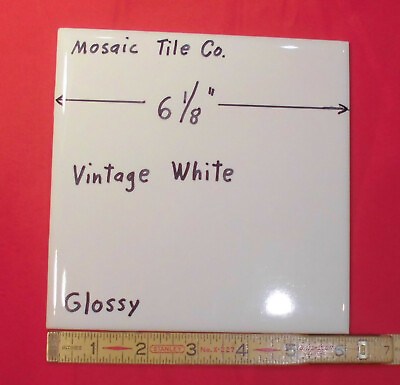 #ad 1 pc. Vintage White by Mosaic Tile Co. 6 1 8quot; Ceramic Tile Made in USA NOS $12.55