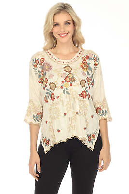 #ad Johnny Was Gabriela Floral Embroidered Blouse Boho Chic C17923 $198.00