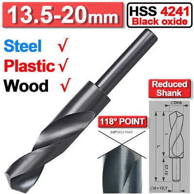 #ad Metal HSS Drill Bits Reduced Shank Drill HSS Bit 13.5 20mm Steel Wood Plastic US $11.03