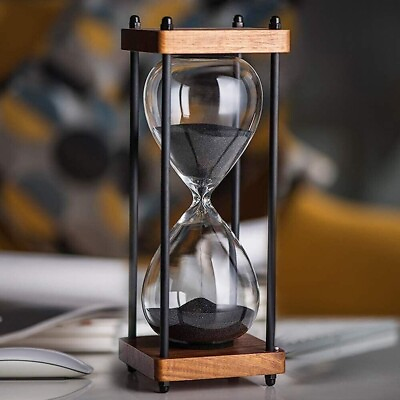 #ad Large Hourglass Timer 15 Minute Decorative Wooden Sandglass Black $42.55
