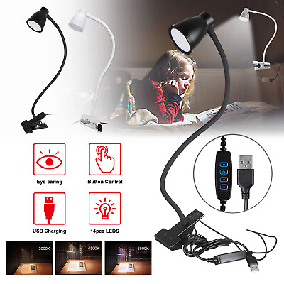#ad USB Reading Light Flexible LED Lamp Laptop Computer Clip On Bed Desk Table $18.98