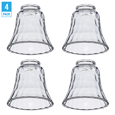 #ad 4 Pack CLEAR GLASS SHADE COVERS 2.25quot; OPENING Ceiling Fan Bell Shape Hammered $22.95
