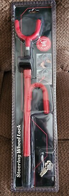 #ad Anti Theft Security Club Car Steering Wheel Bar Lock Extendable Red NEW Sealed $19.99