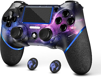 #ad New Wireless PS4 Controller with 2 Thumb Grips 3.5mm Audio and Turbo Function $17.88