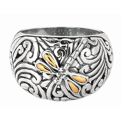 #ad Phillip Gavriel Design Dragonfly Filigree Ring 18k Gold N Sterling Silver Size 7 $189.00