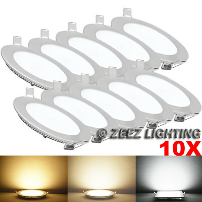 #ad 10X Cool White 18W 8quot; Round LED Recessed Ceiling Panel Down Light Bulb Slim Lamp $74.76
