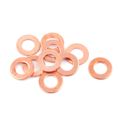 #ad 10pcs 6mm x 12mm x 1mm Flat Ring Copper Crush Washer Sealing Gasket Fastener $7.99