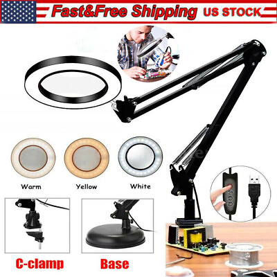 #ad 10X Magnifying Glass Desk Light Magnifier LED Lamp Reading Lamp With Base amp; Clam $23.99