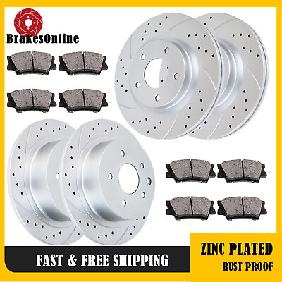 #ad #ad Drilled Slotted Brake Rotors Pads Front Rear Kit for Nissan Altima Brakes $127.84